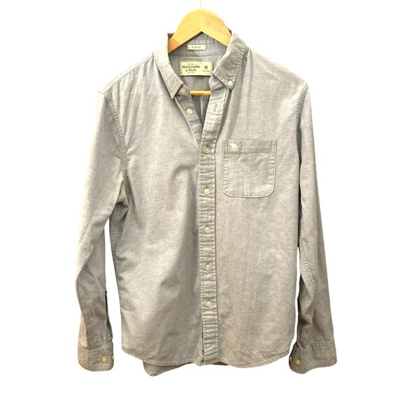 Abercrombie & Fitch Mens Light Blue Muscle Fit Button-Down Shirt Size M Preppy - Picture 1 of 6